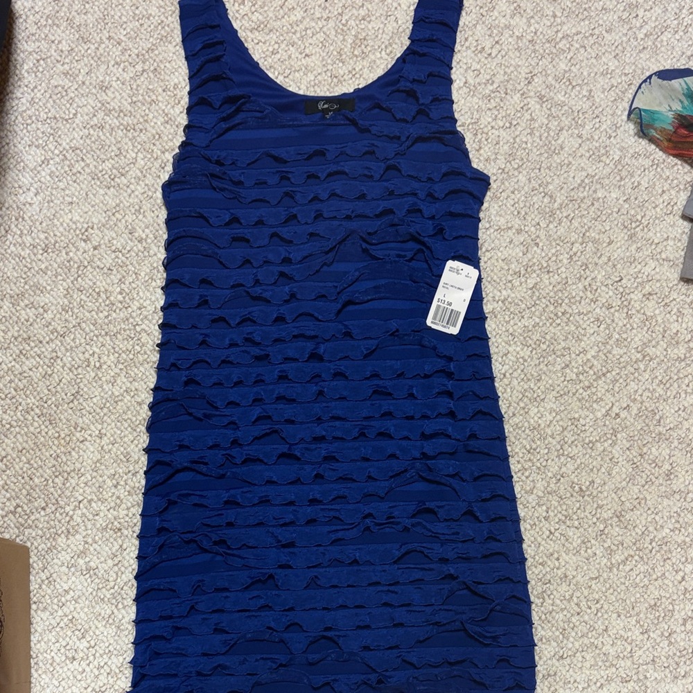 Forever 21 Ruffled Scoop Neck Women's Dress - Royal Blue